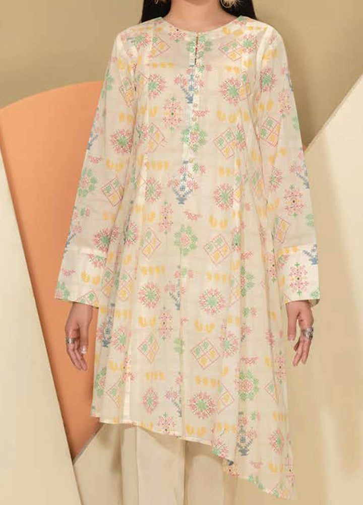 LimeLight Printed Lawn  Unstitched Kurties LL21S U-1145 WHITE - Summer Collection