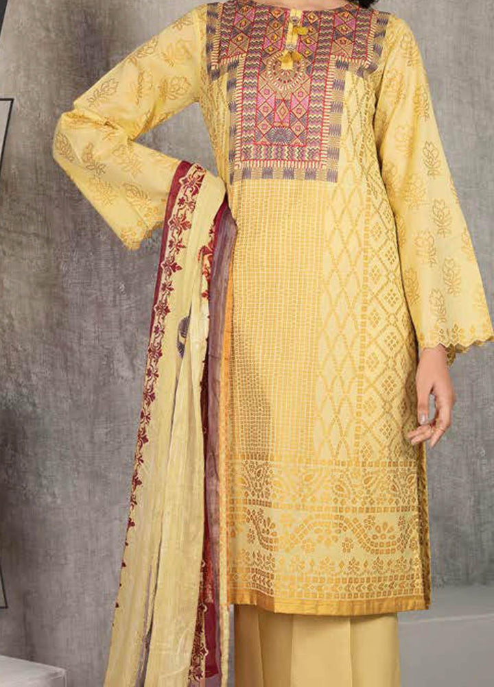 LimeLight Printed Lawn Suits Unstitched 2 Piece LL21S U-1194 YELLOW - Summer Collection