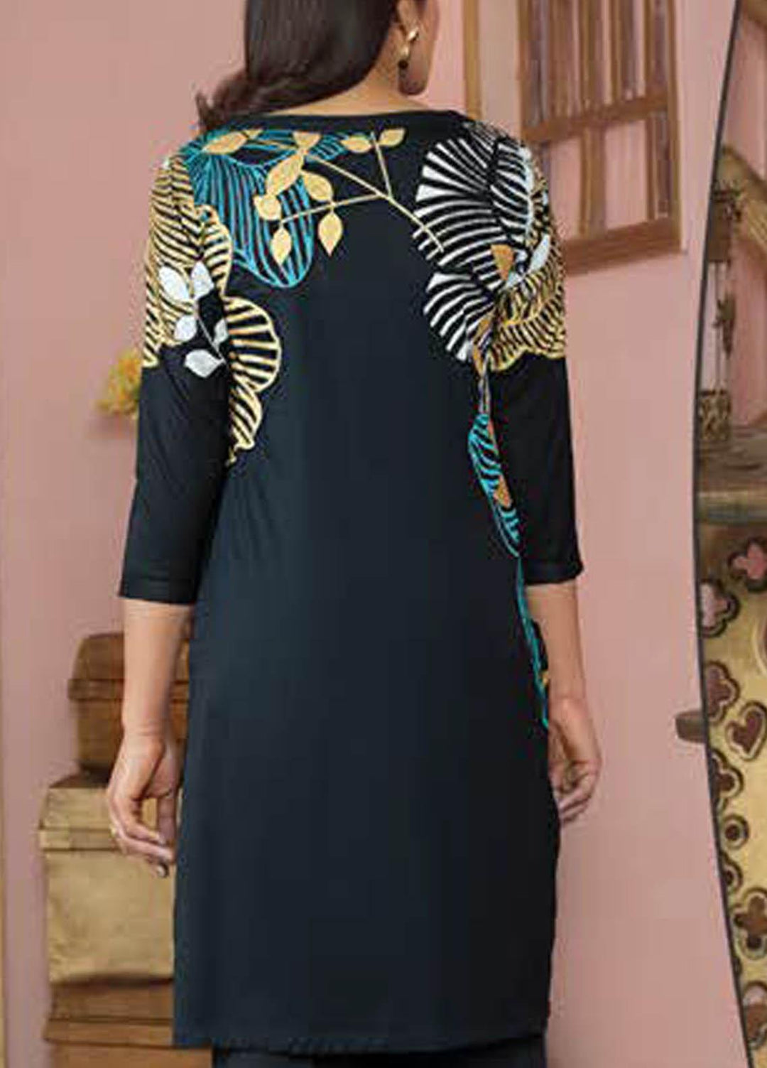 LimeLight Printed Lawn  Unstitched Kurties LL21S U-1412 BLACK - Summer Collection
