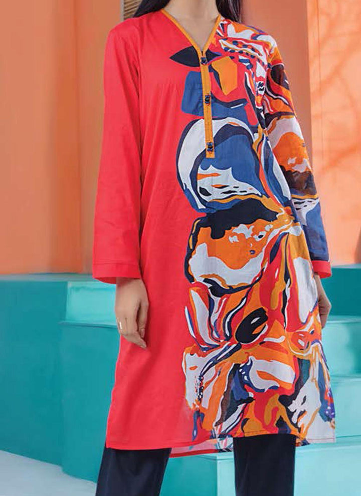 LimeLight Printed Lawn  Unstitched Kurties LL21US U1395 Red - Summer Collection