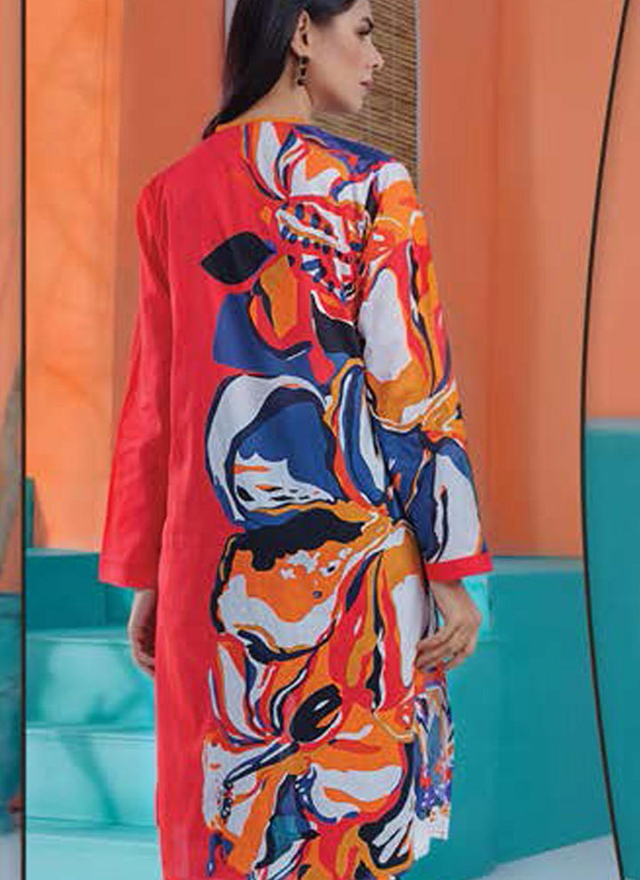 LimeLight Printed Lawn  Unstitched Kurties LL21US U1395 Red - Summer Collection