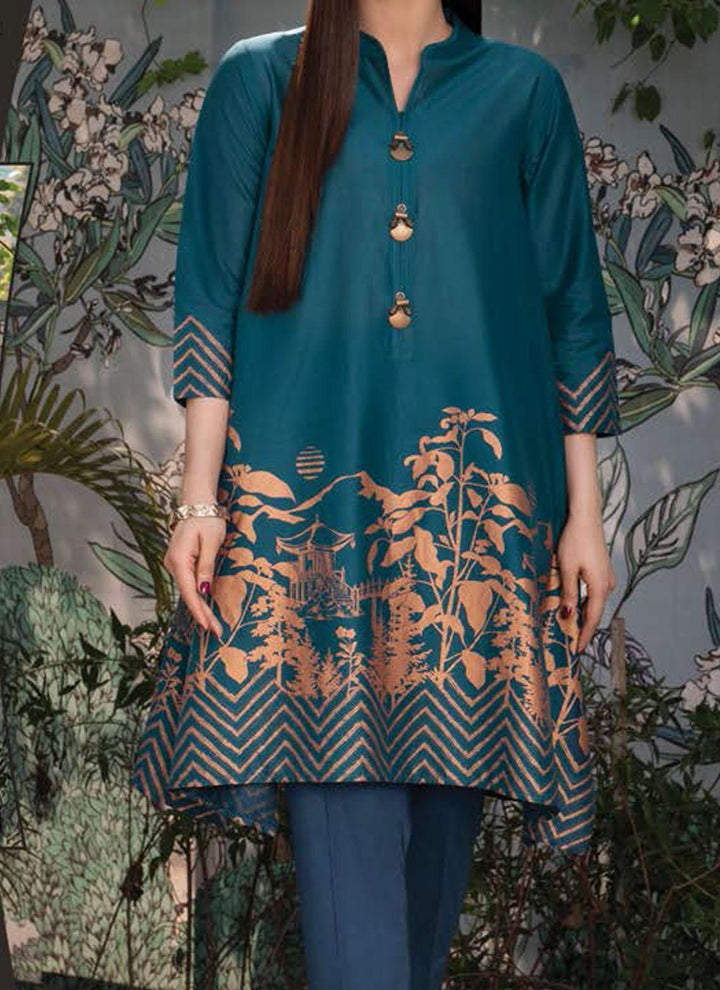 LimeLight Printed Lawn  Unstitched Kurties LL21US U1411 Blue - Summer Collection