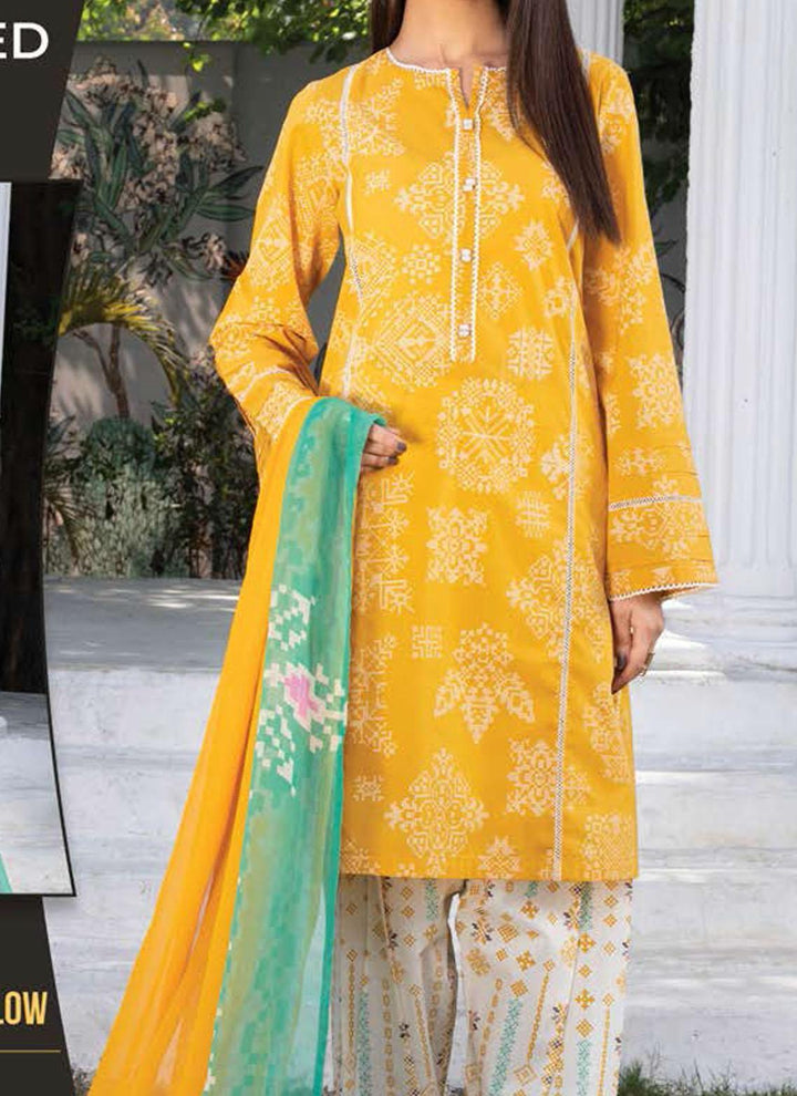 LimeLight Printed Lawn Suits Unstitched 3 Piece LL21US U1438 Yellow - Summer Collection