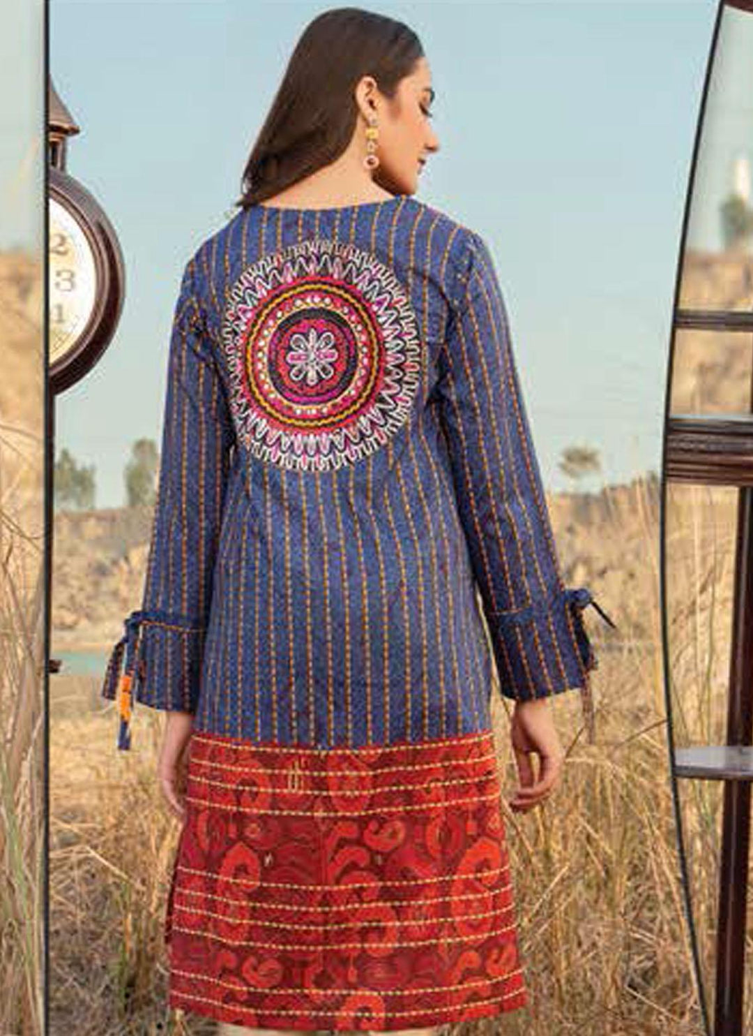 LimeLight Printed Lawn  Unstitched Kurties LL21US U1491 Blue - Summer Collection