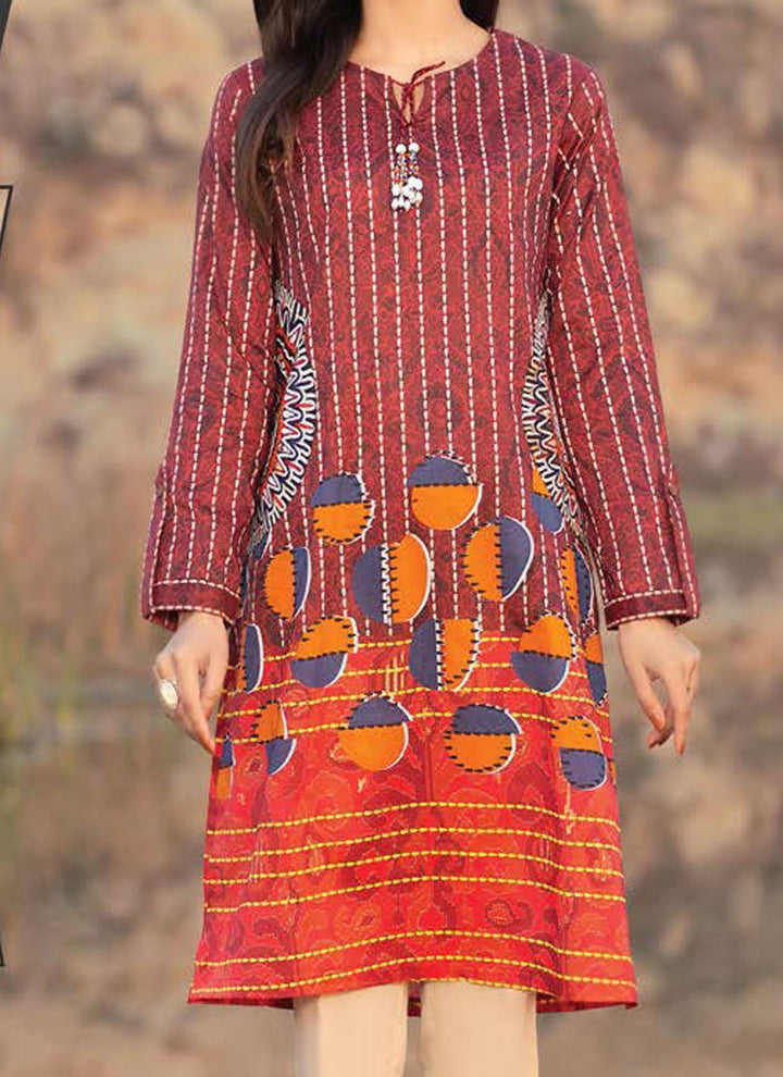LimeLight Printed Lawn  Unstitched Kurties LL21US U1491 Red - Summer Collection