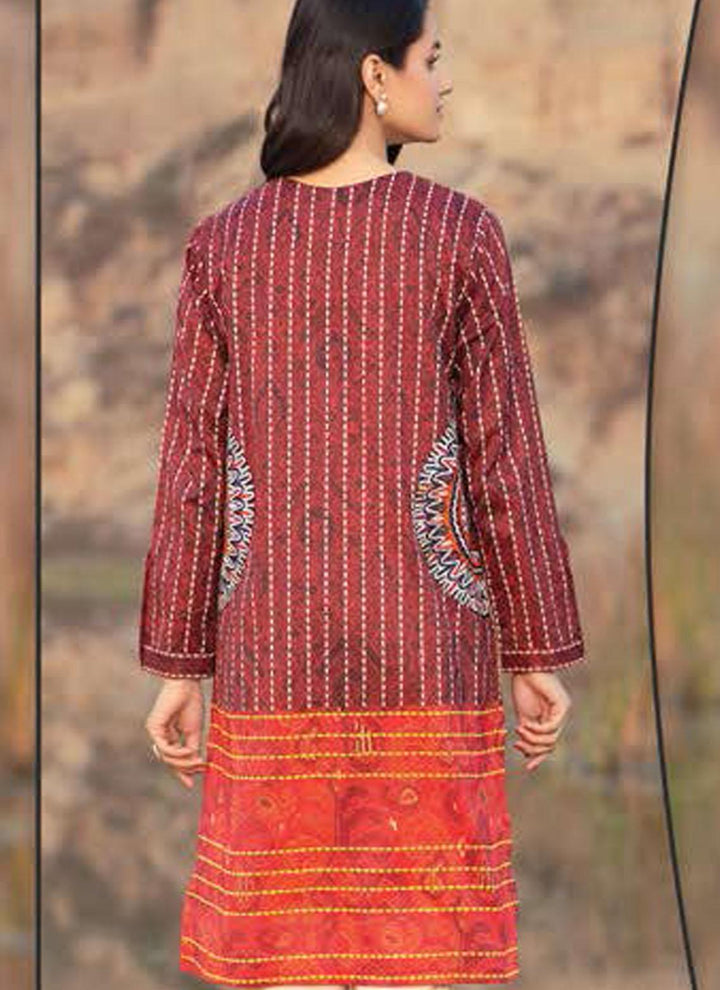 LimeLight Printed Lawn  Unstitched Kurties LL21US U1491 Red - Summer Collection