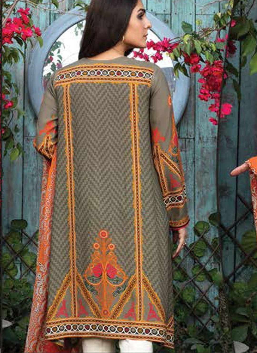 LimeLight Printed Raw Silk Suits Unstitched 2 Piece LL21US U1544 Grey - Summer Collection