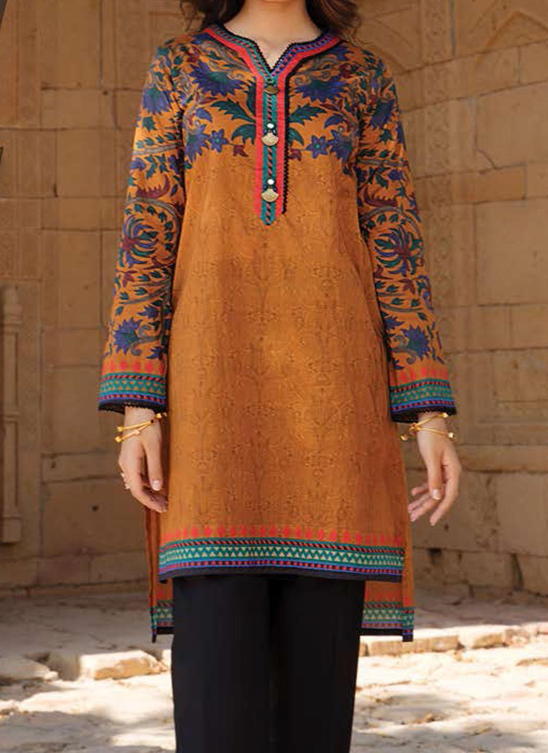 LimeLight Printed Lawn  Unstitched Kurties LL21US U1564 Yellow - Summer Collection