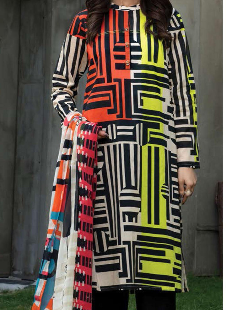 LimeLight Printed Lawn Suits Unstitched 2 Piece LL21US U1591 Black & White - Summer Collection