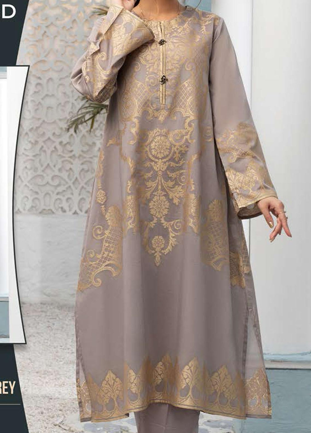 LimeLight Printed Jacquard Unstitched Kurties LL21SE U1334 Grey - Summer Collection
