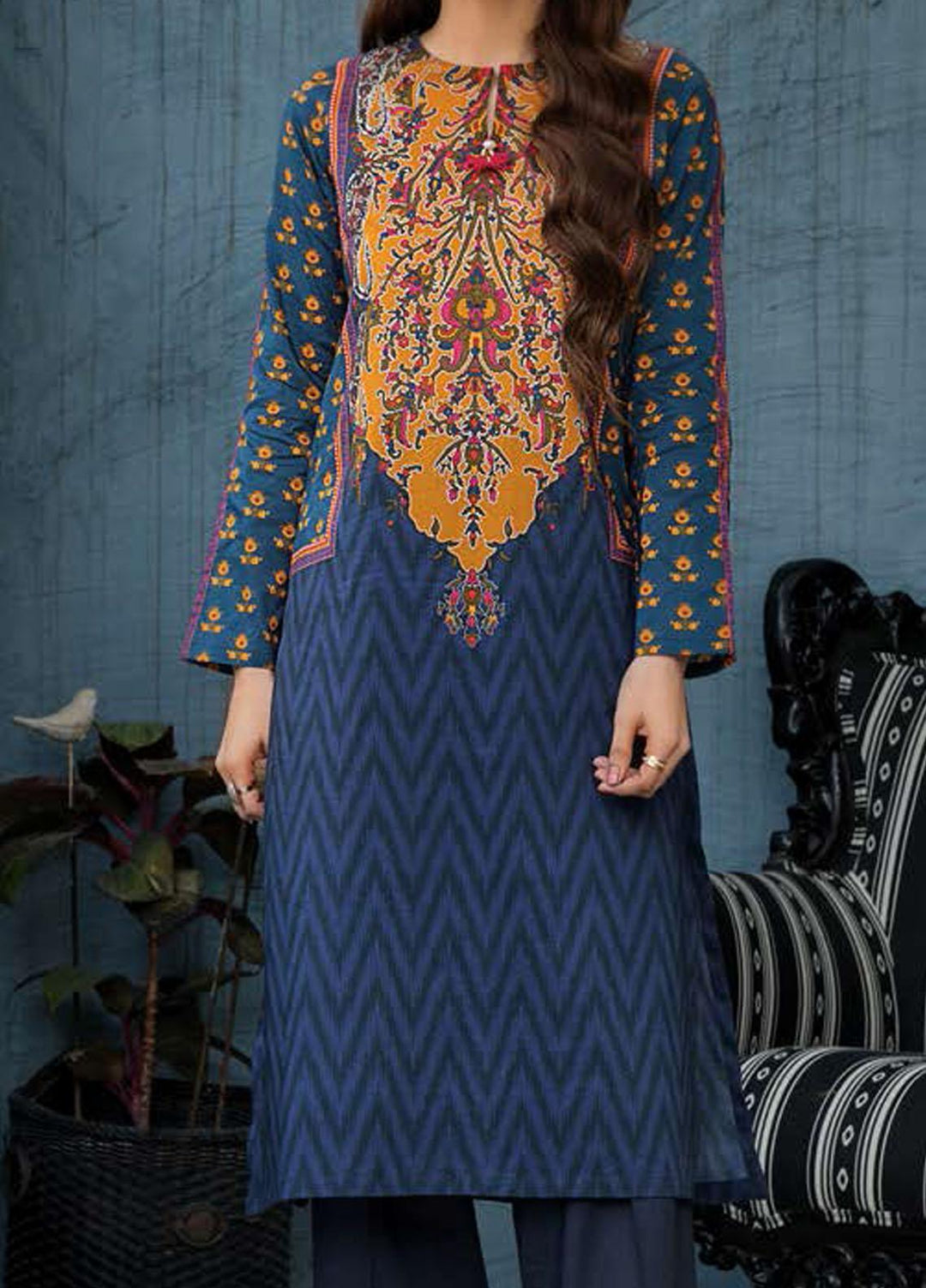 LimeLight Printed Lawn Unstitched Kurties LL21SE U1394 Blue - Summer Collection