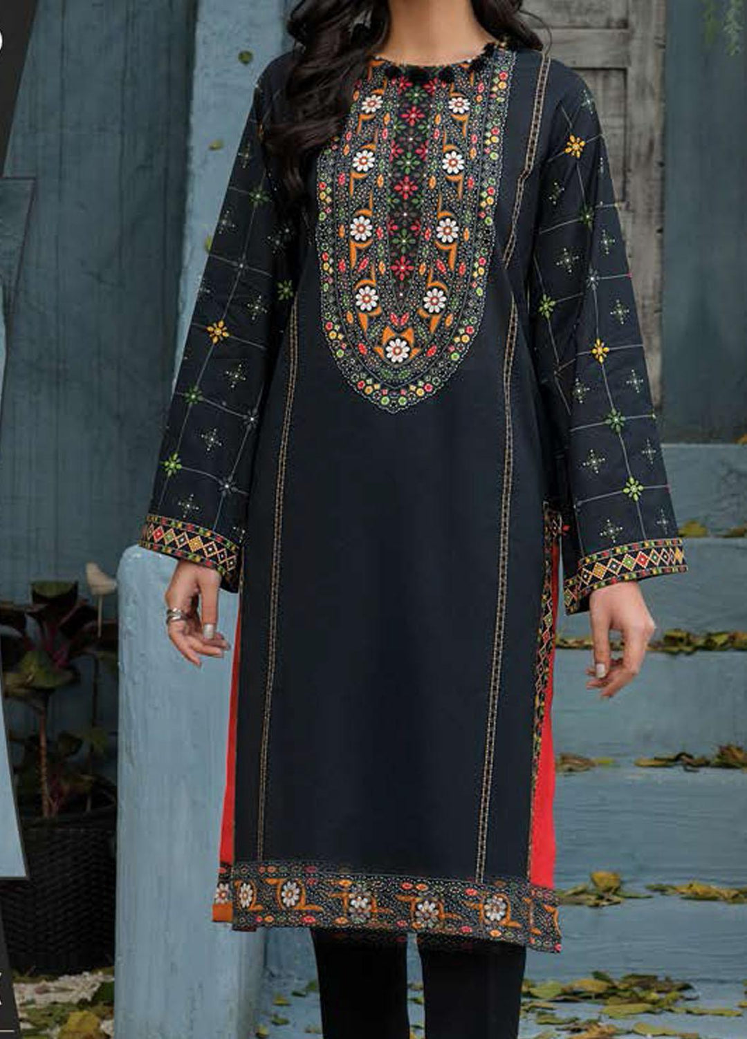 LimeLight Printed Lawn Unstitched Kurties LL21SE U1400 Black - Summer Collection