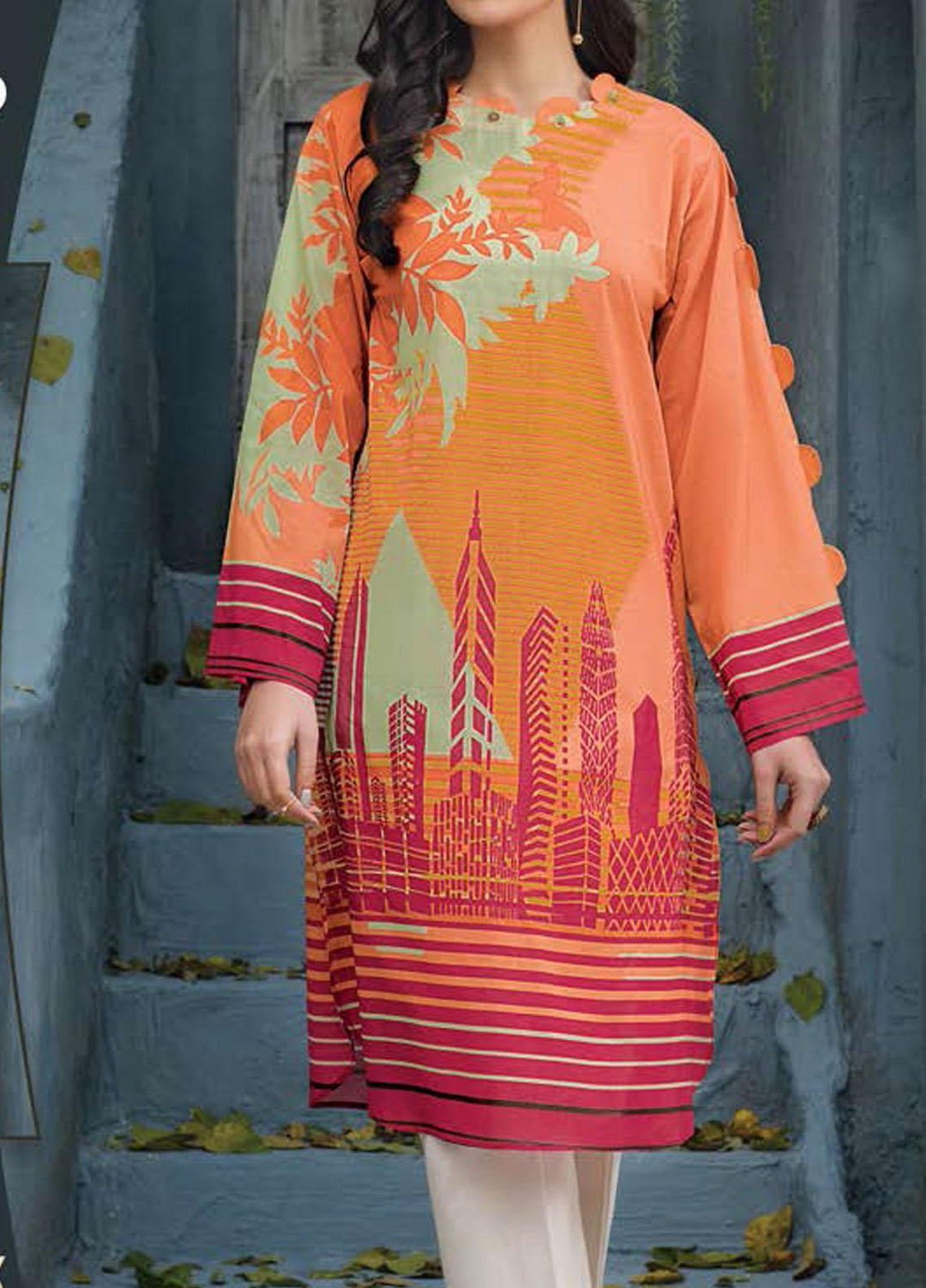 LimeLight Printed Lawn Unstitched Kurties LL21SE U1408 Pink - Summer Collection