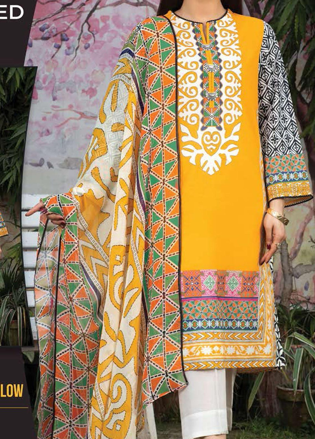 LimeLight Texture Lawn Suits Unstitched 2 Piece LL21SE U1427 Yellow - Summer Collection