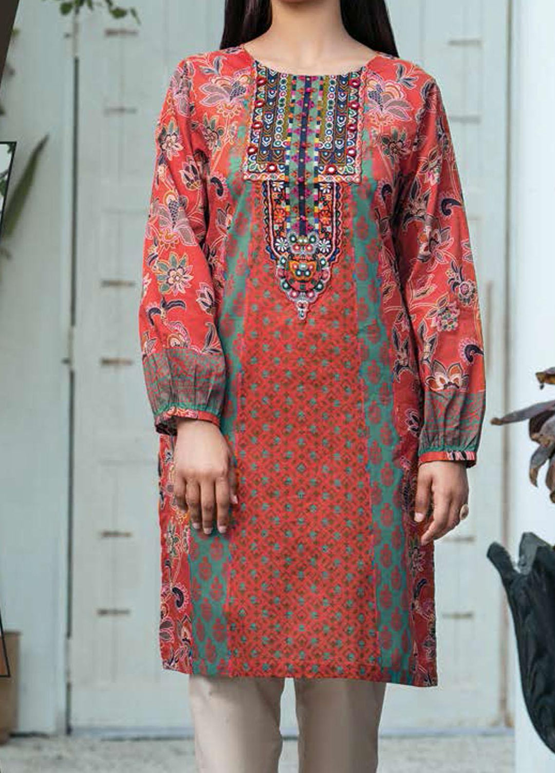 LimeLight Printed Lawn Unstitched Kurties LL21SE U1443 Orange - Summer Collection