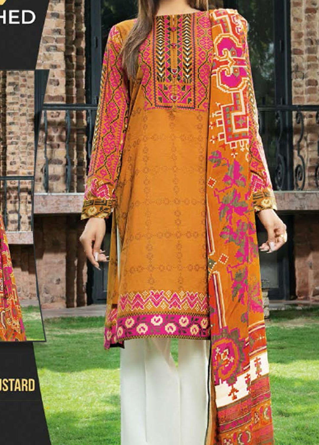 LimeLight Texture Lawn Suits Unstitched 3 Piece LL21SE U1461 Mustard - Summer Collection