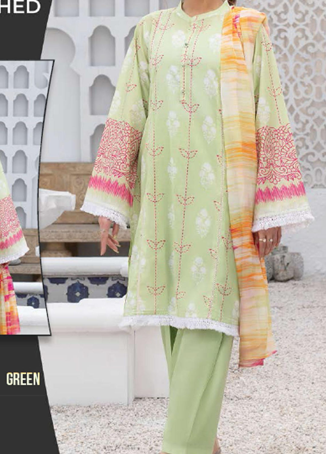LimeLight Printed Lawn Suits Unstitched 3 Piece LL21SE U1466 Green - Summer Collection
