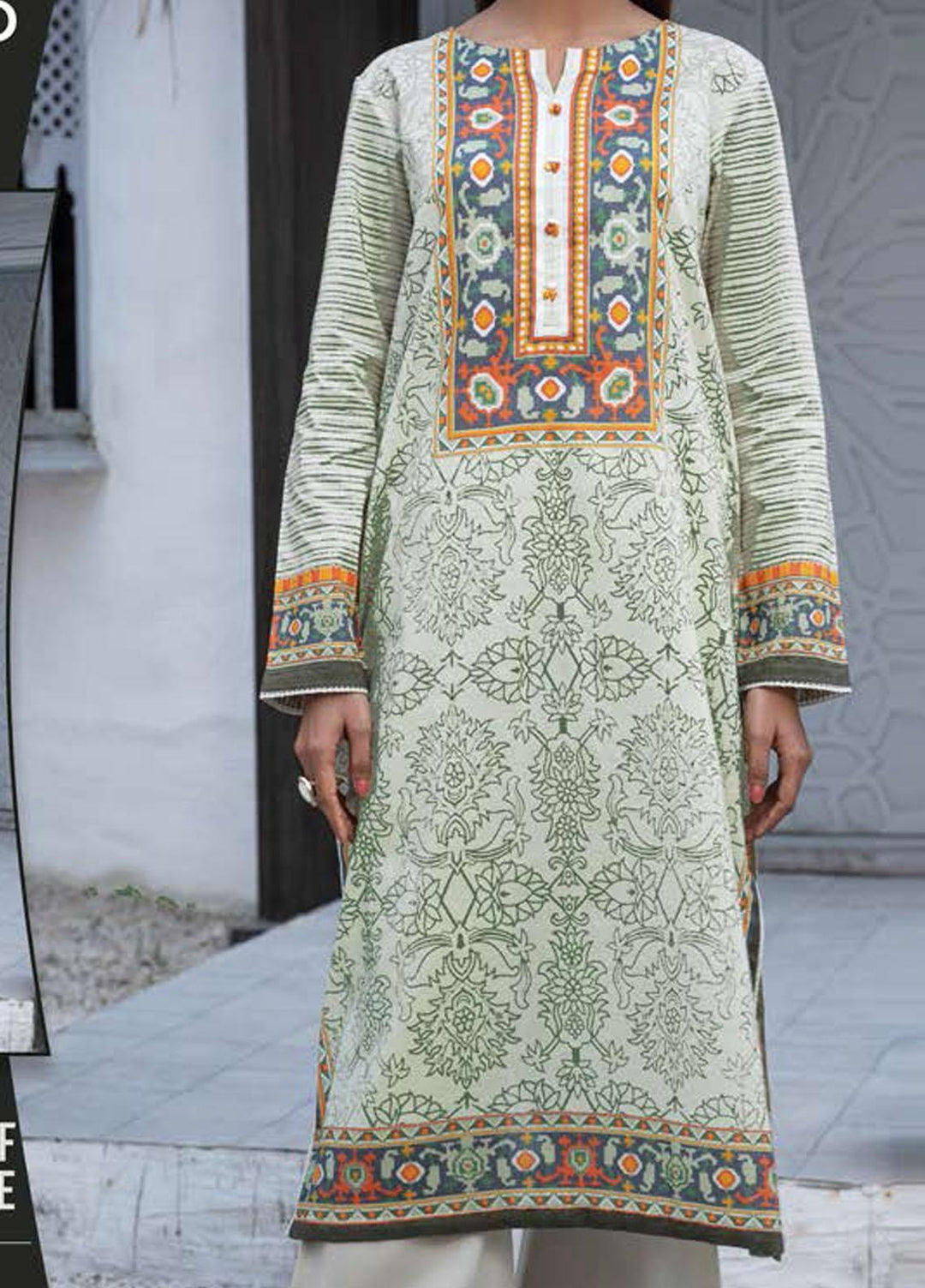LimeLight Printed Lawn Unstitched Kurties LL21SE U1485 Off White - Summer Collection