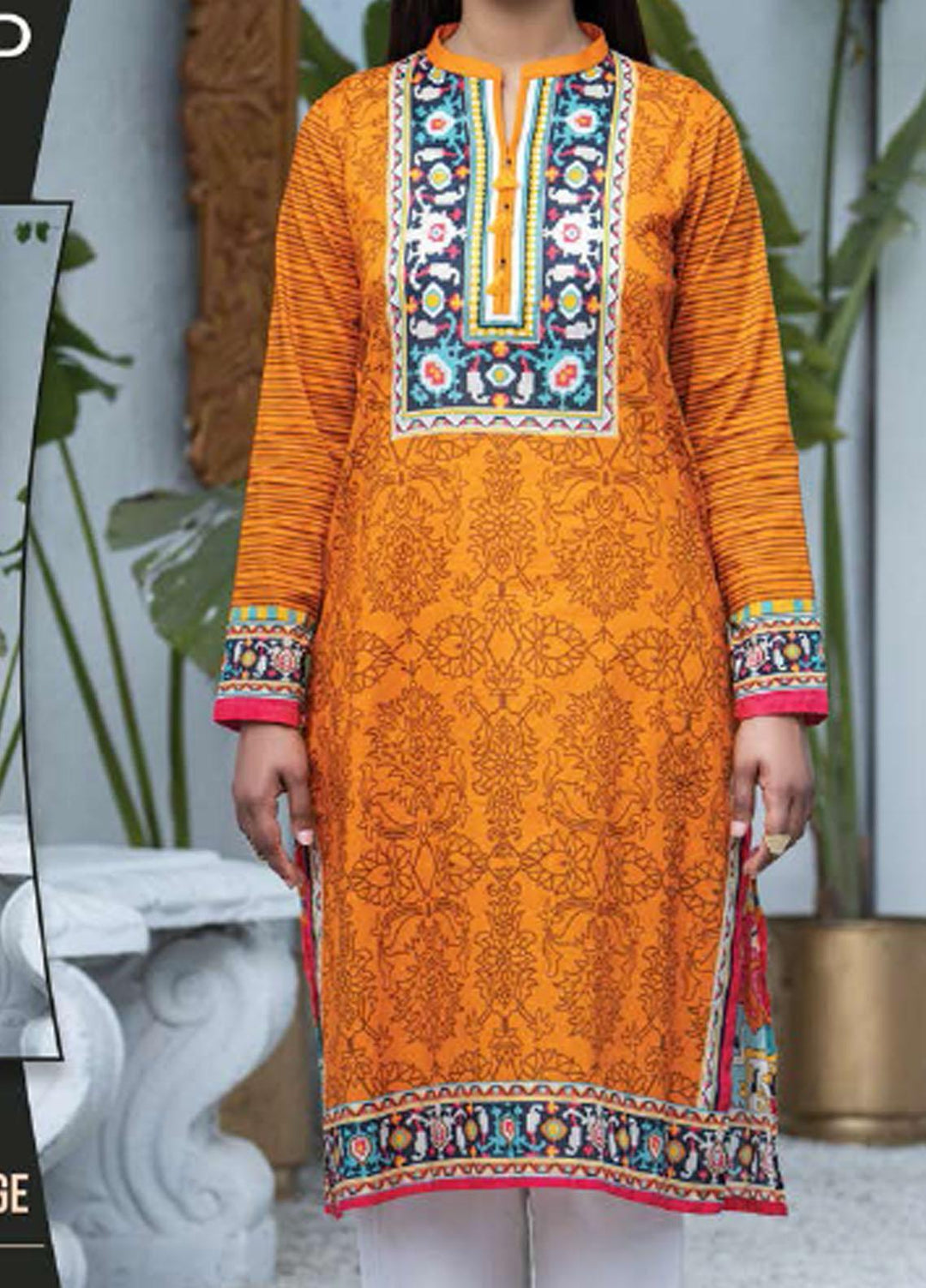 LimeLight Printed Lawn Unstitched Kurties LL21SE U1485 Orange - Summer Collection