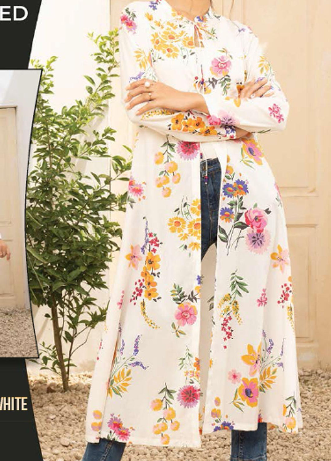 LimeLight Printed Lawn Unstitched Kurties LL21SE U1493 White - Summer Collection