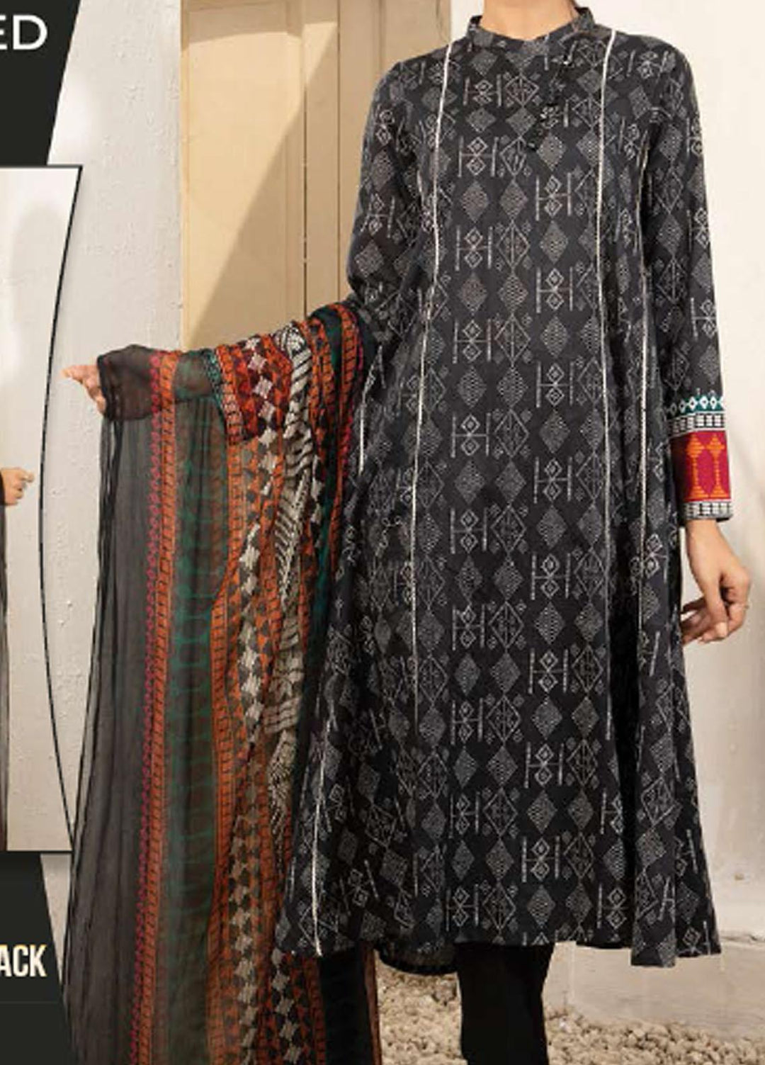 LimeLight Texture Lawn Suits Unstitched 2 Piece LL21SE U1499 Black - Summer Collection