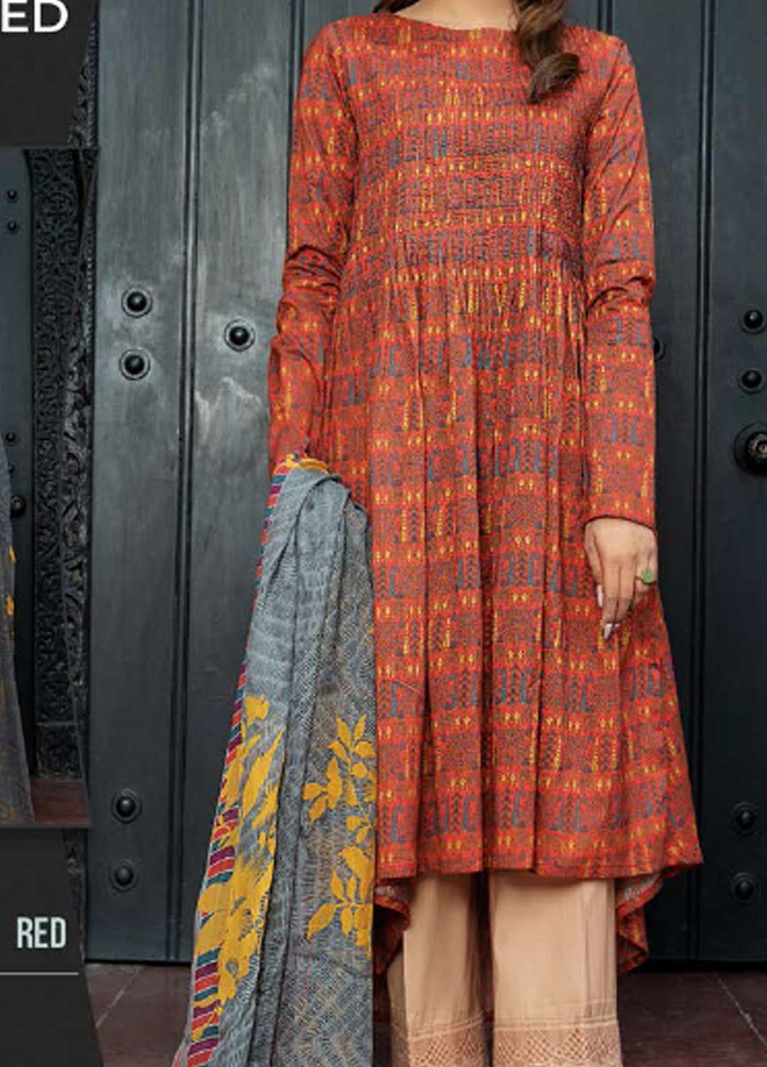 LimeLight Printed Lawn Suits Unstitched 3 Piece LL21SE U1514 Red - Summer Collection