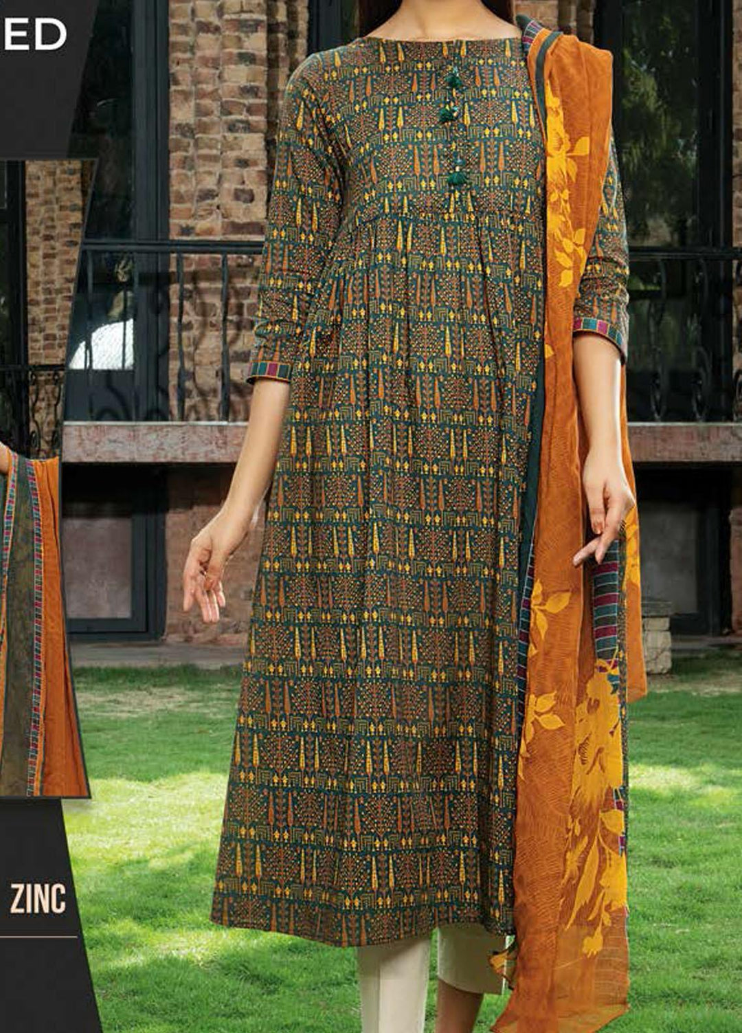 LimeLight Printed Lawn Suits Unstitched 3 Piece LL21SE U1514 Zinc - Summer Collection
