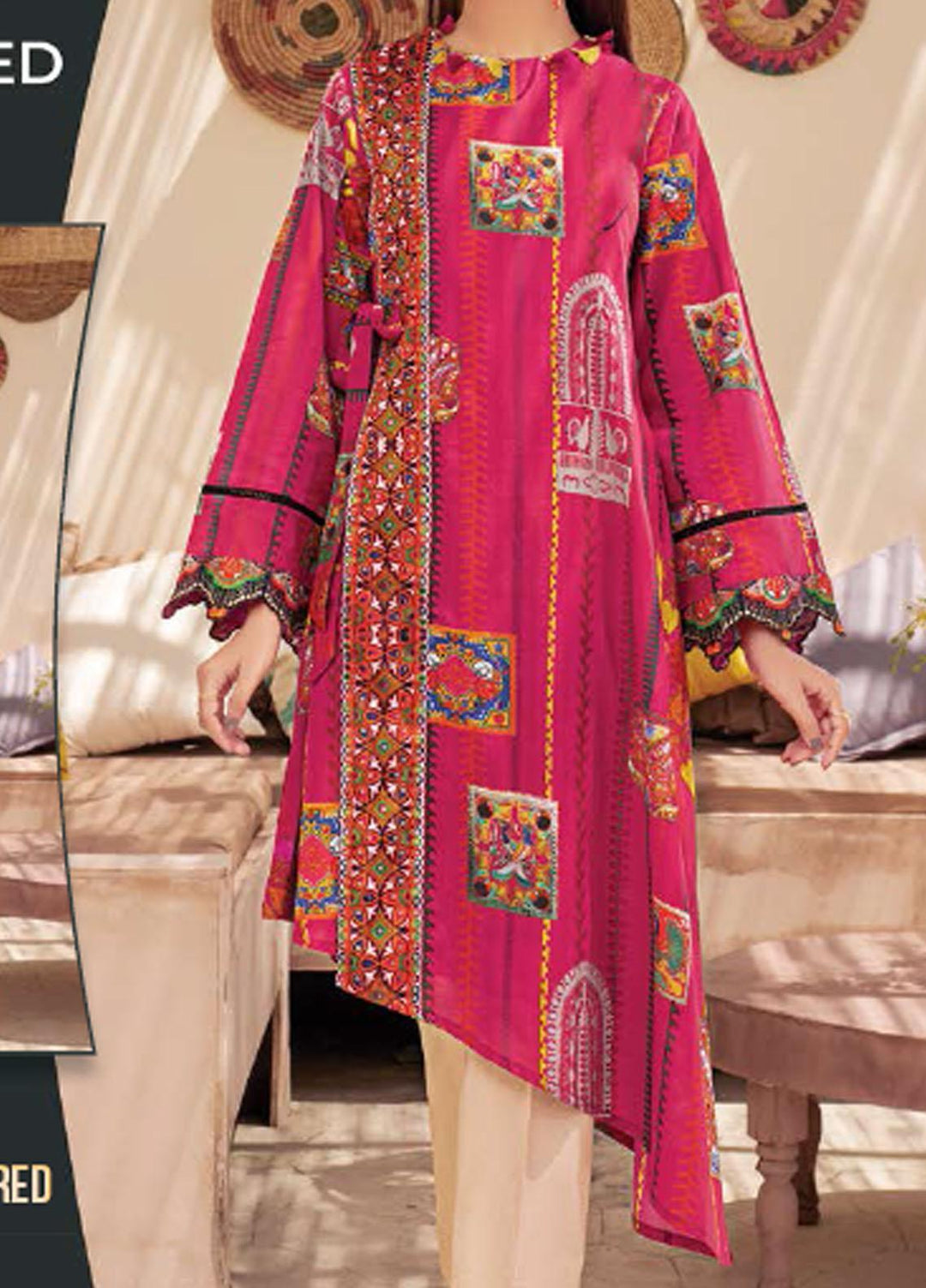 LimeLight Printed Lawn Unstitched Kurties LL21SE U1527 Red - Summer Collection