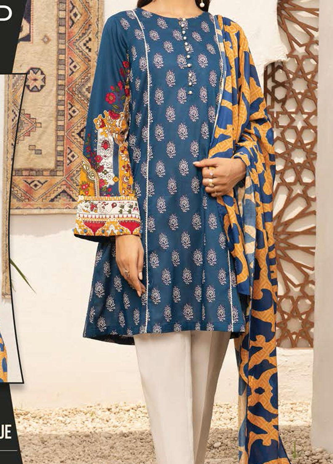 LimeLight Printed Lawn Suits Unstitched 2 Piece LL21SE U1574 Blue - Summer Collection