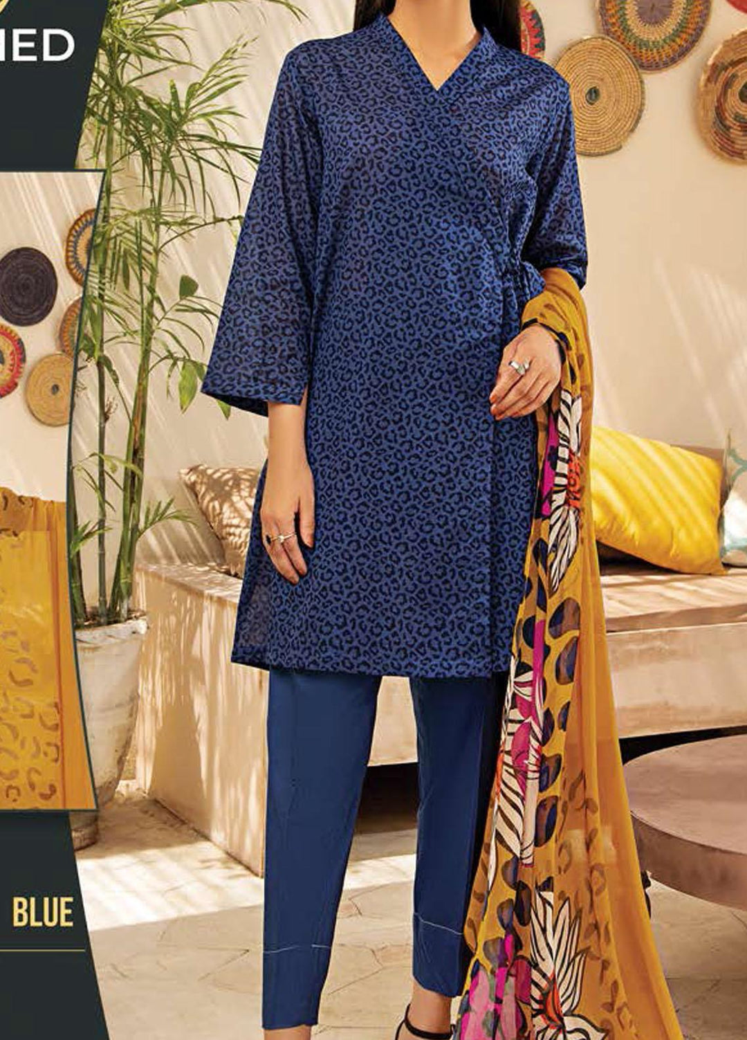 LimeLight Printed Lawn Suits Unstitched 2 Piece LL21SE U1584 Blue - Summer Collection