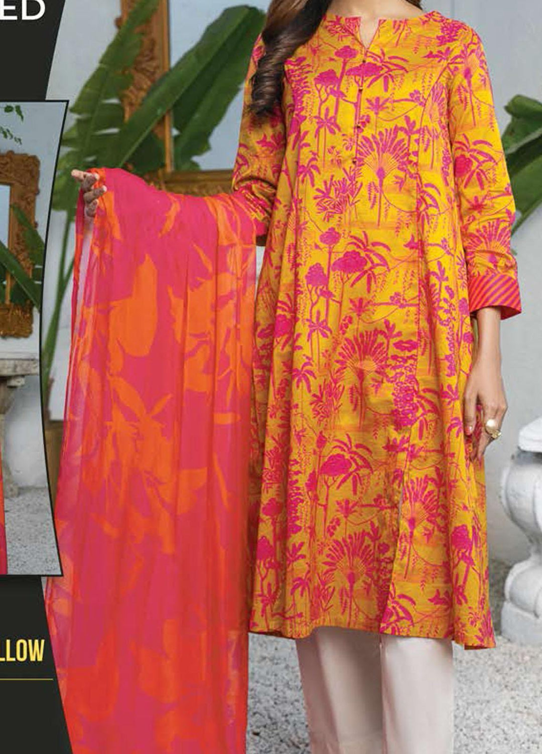 LimeLight Printed Lawn Suits Unstitched 2 Piece LL21SE U1586 Yellow - Summer Collection