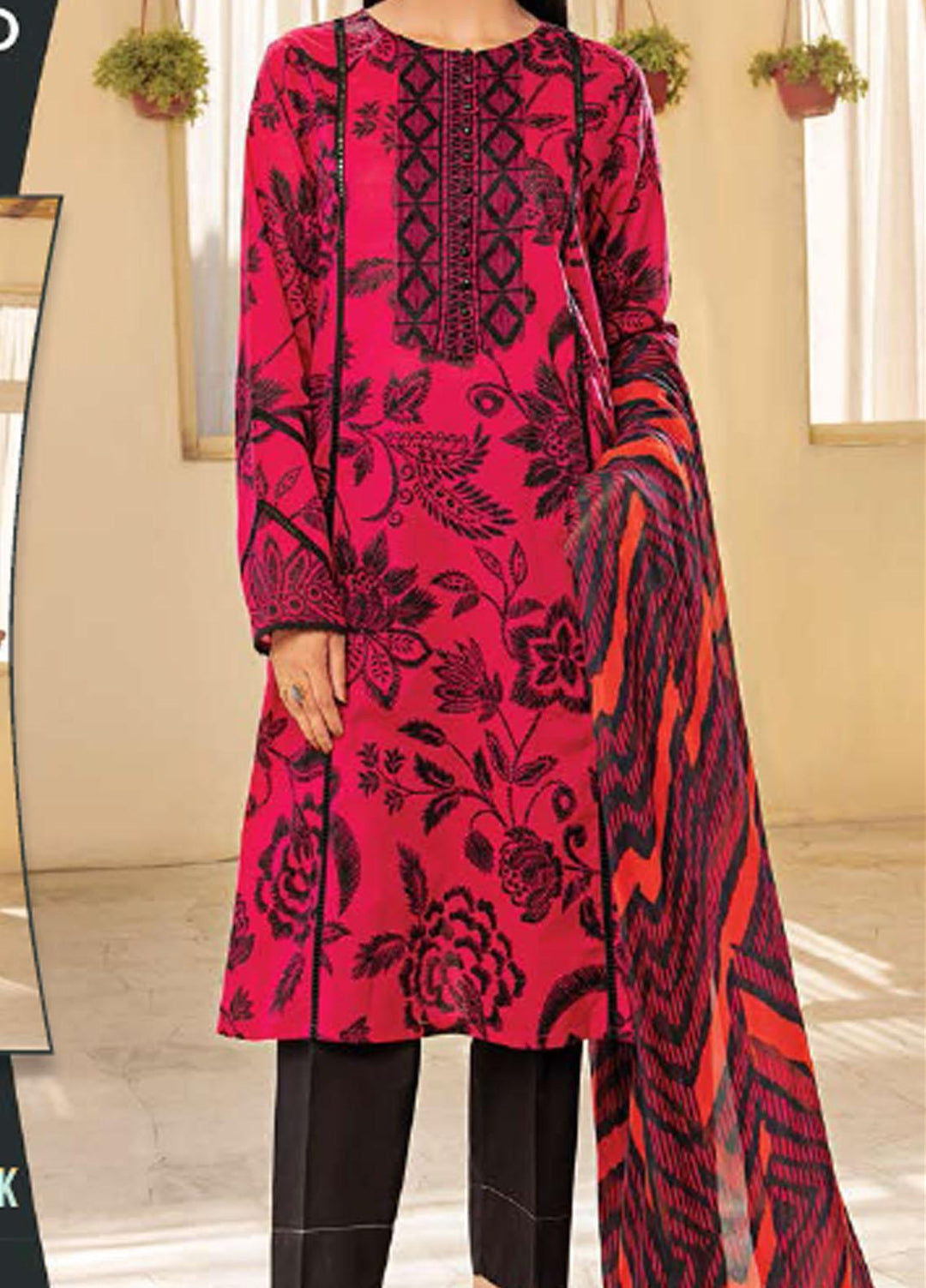 LimeLight Printed Lawn Suits Unstitched 3 Piece LL21SE U1589 Pink - Summer Collection