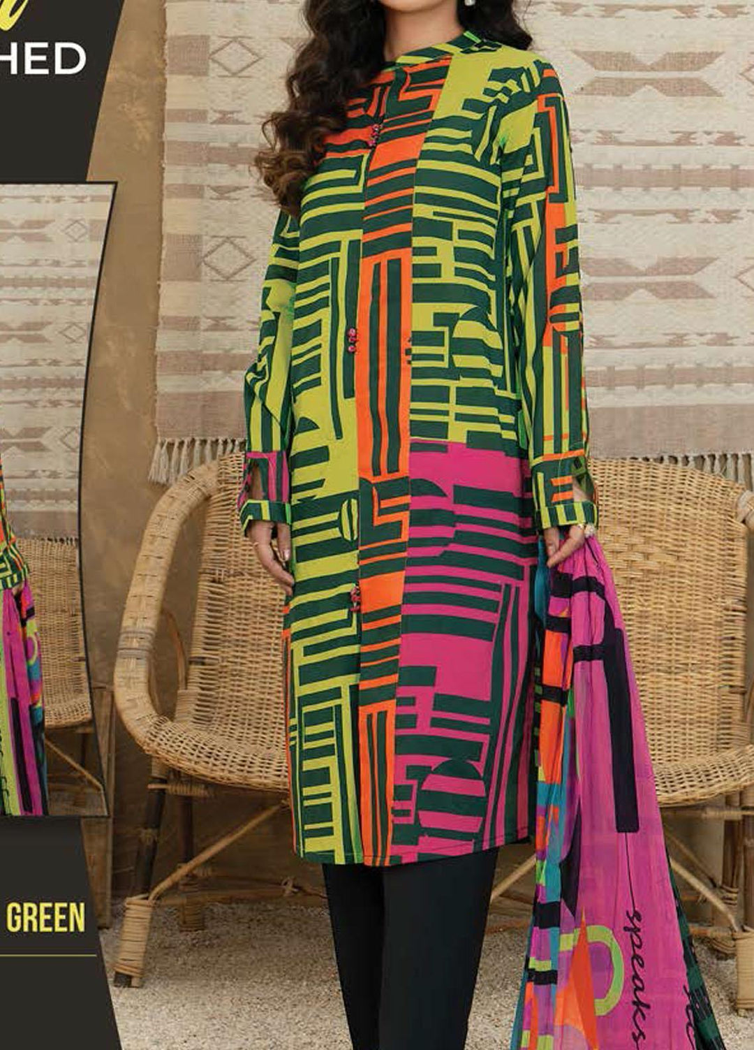 LimeLight Printed Lawn Suits Unstitched 2 Piece LL21SE U1591 Green - Summer Collection