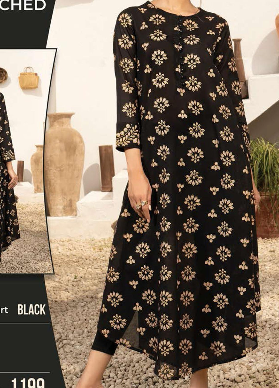 LimeLight Printed Lawn Unstitched Kurties LL21SE U1601 Black - Summer Collection