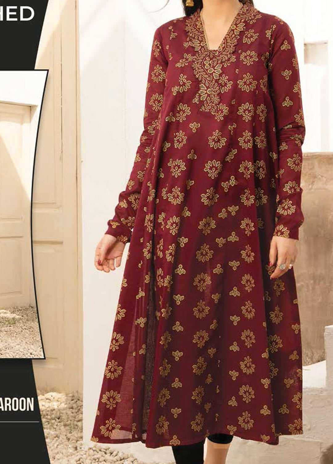 LimeLight Printed Lawn Unstitched Kurties LL21SE U1601 Maroon - Summer Collection