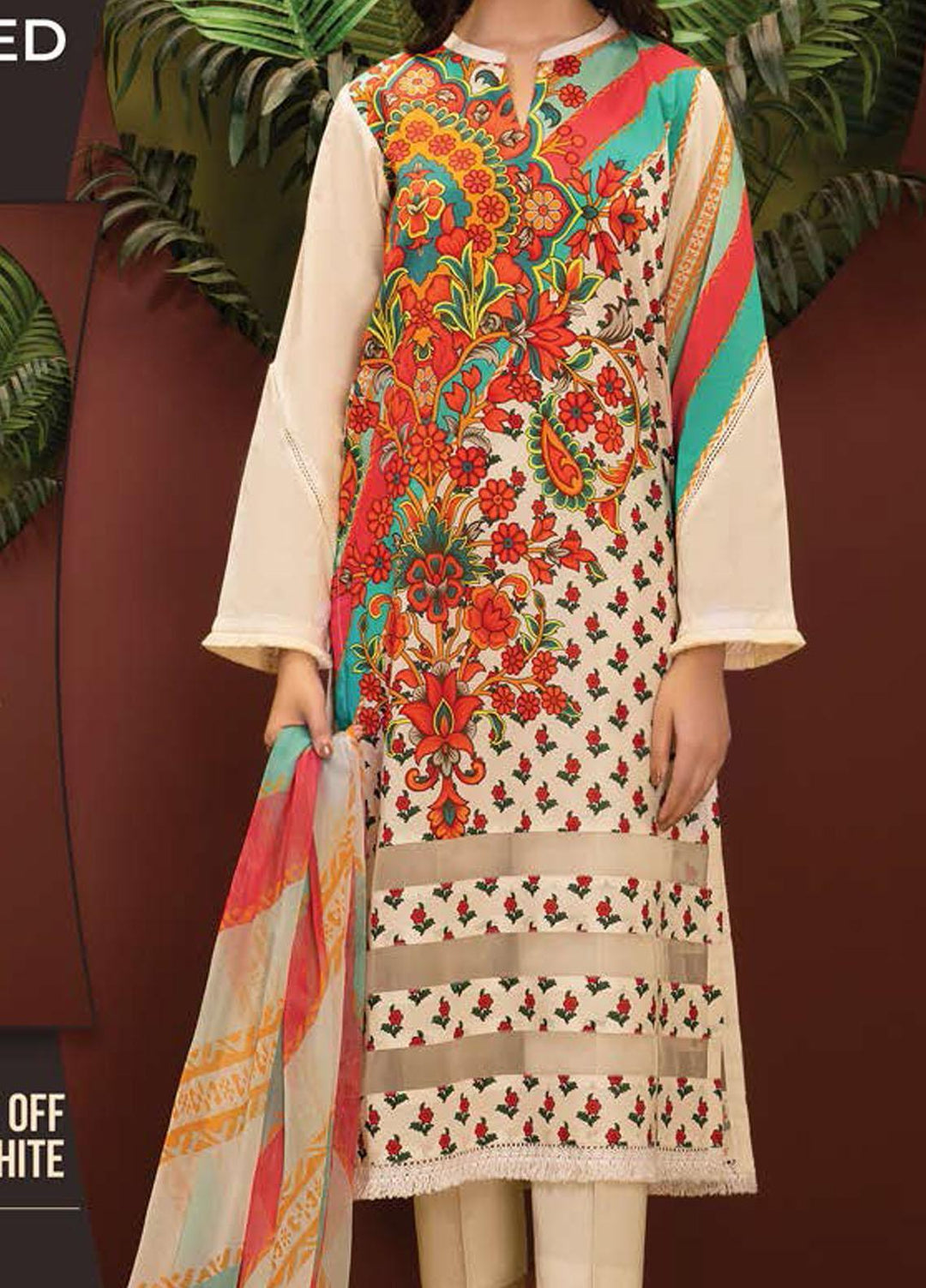 LimeLight Printed Lawn Suits Unstitched 2 Piece LL21SE U1643 Off White - Summer Collection