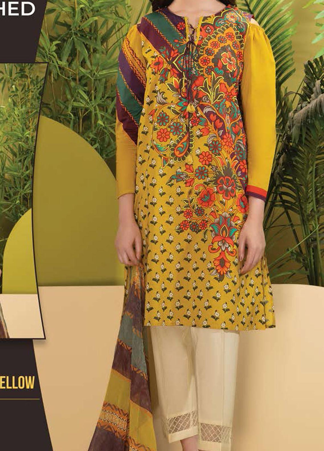 LimeLight Printed Lawn Suits Unstitched 2 Piece LL21SE U1643 Yellow - Summer Collection