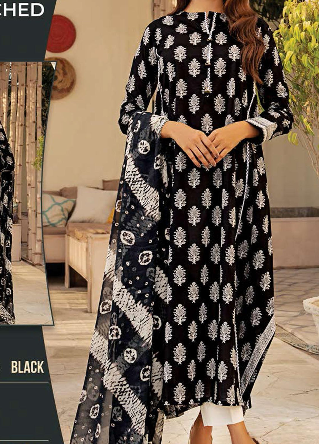 LimeLight Printed Lawn Suits Unstitched 2 Piece LL21SE U1881 Black - Summer Collection