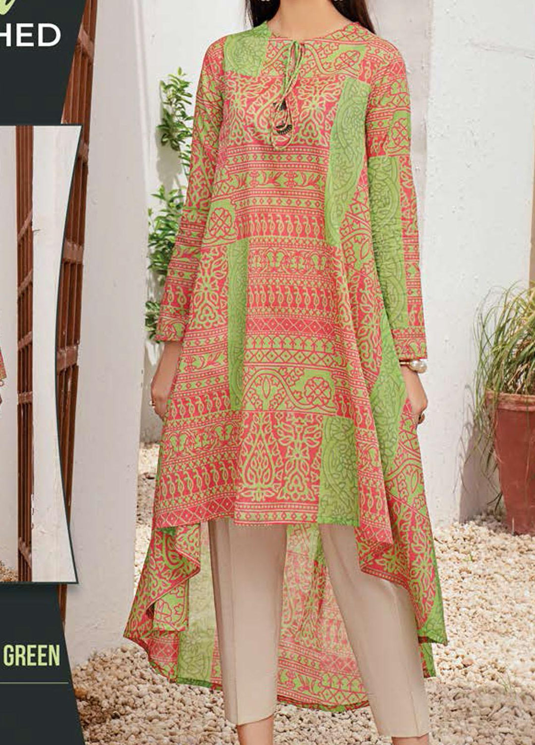 LimeLight Printed Lawn Unstitched Kurties LL21SE U1895 Green - Summer Collection