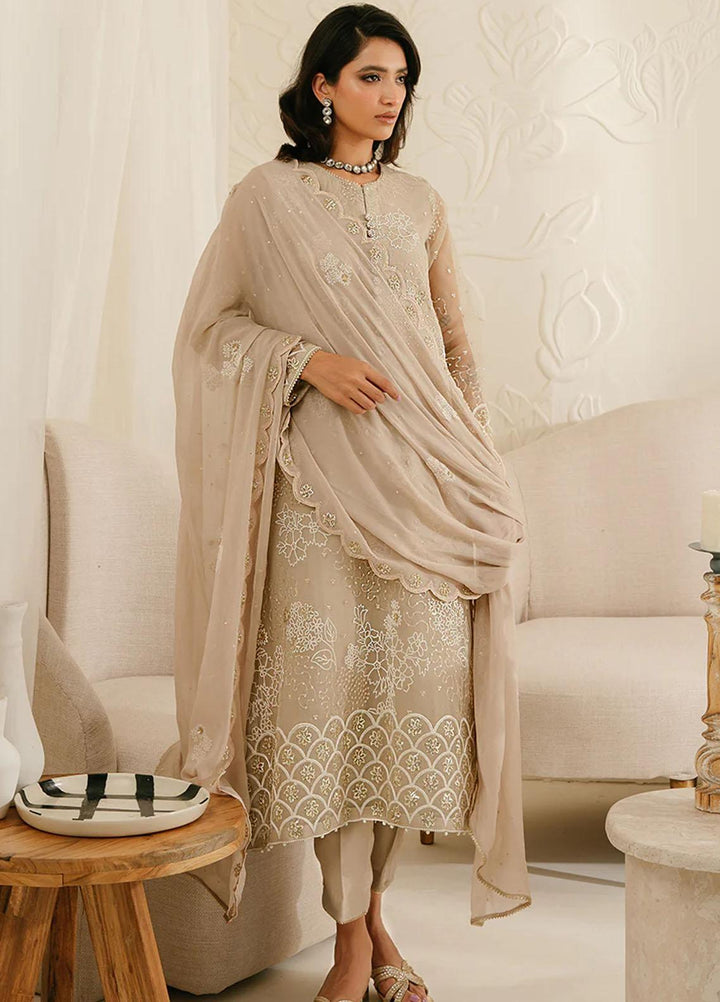 Luxe Atelier By Cross Stitch Embroidered Organza Suits Unstitched 4 Piece CS23LALU D-01 Ash Grey - Luxury Collection