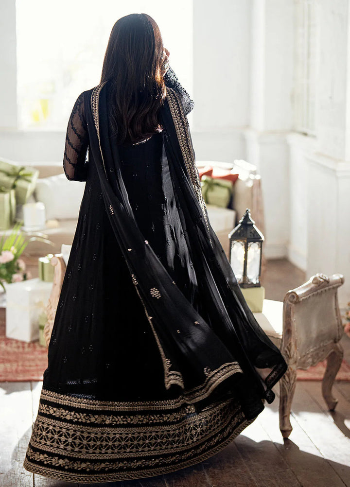 Luxe by Azure Embroidered Chiffon Suits Unstitched 3 Piece AZU25ED3 Caviar Noir - Festive Collection