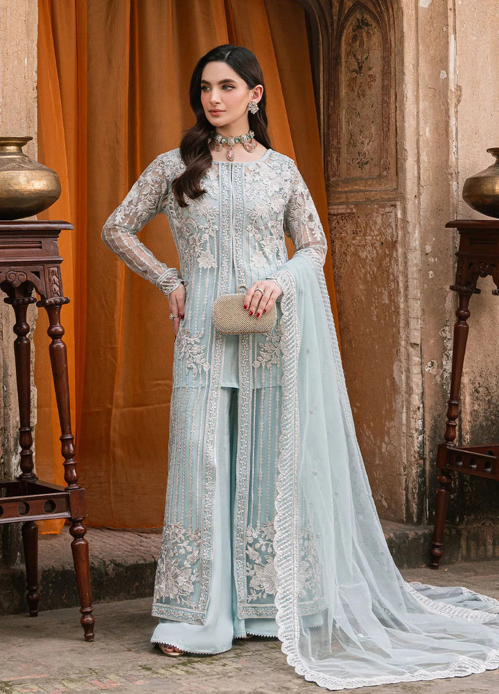 Luxe by Azure Embroidered Net Suit Unstitched 3 Piece AZU24L Dreamy Azure - Formal Collection