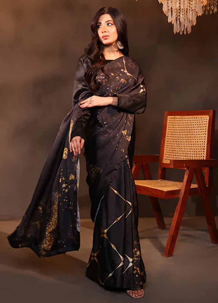 Luxe Layers by Nazmina Pret Embroidered Silk Saree Cocoa Dream LL-07