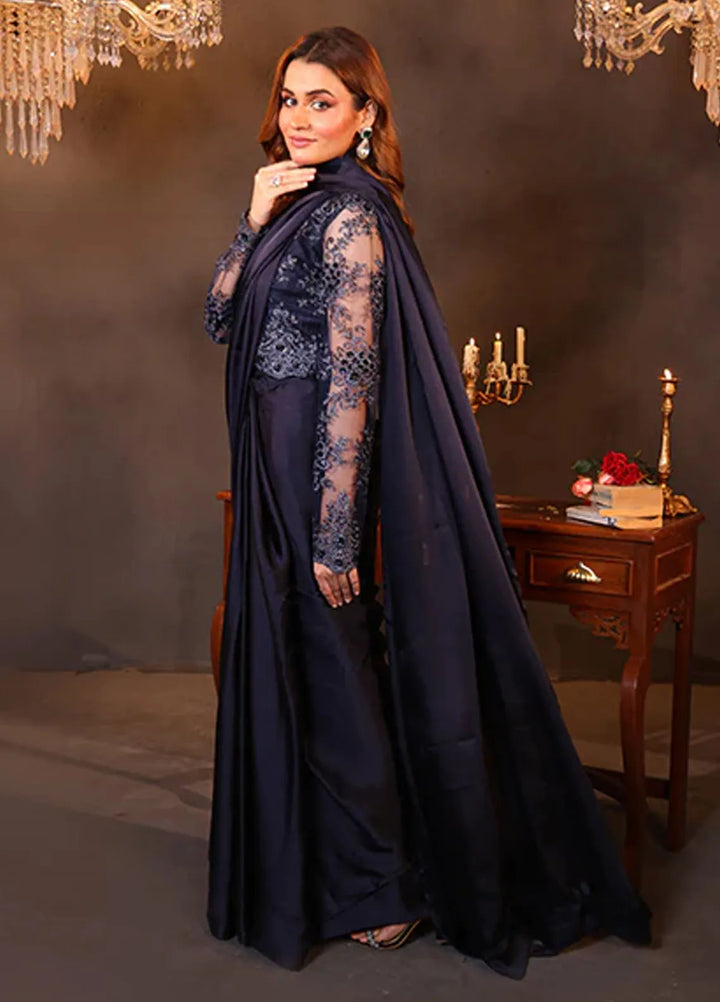 Luxe Layers by Nazmina Pret Embroidered Silk Saree Dark Enchantment LL-04