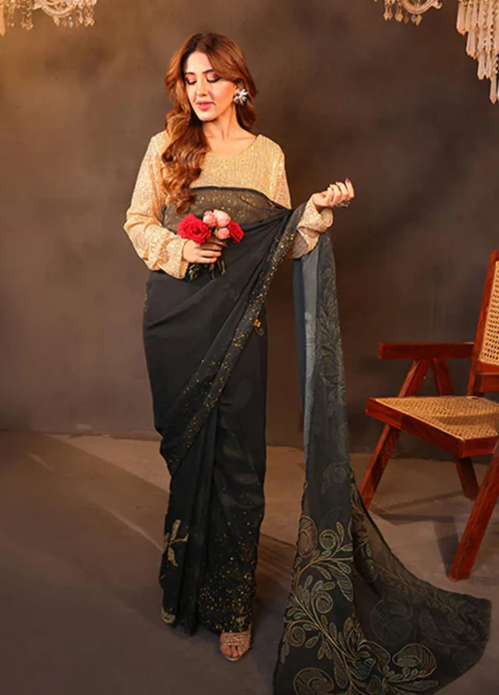 Luxe Layers by Nazmina Pret Embroidered Silk Saree Jade Reverie LL-05