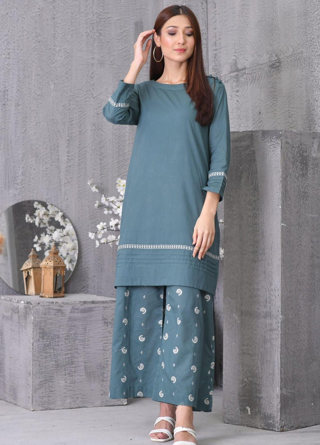 Luxeurs Casual Pret Cotton 2 Piece Suit LX22RTW Pine Green