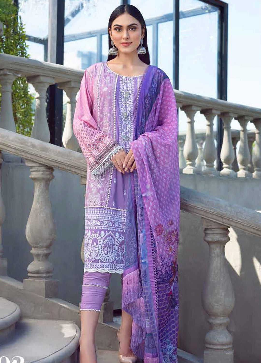 LYLA Embroidered Lawn Suits Unstitched 3 Piece LA21L D-02 - Luxury Collection