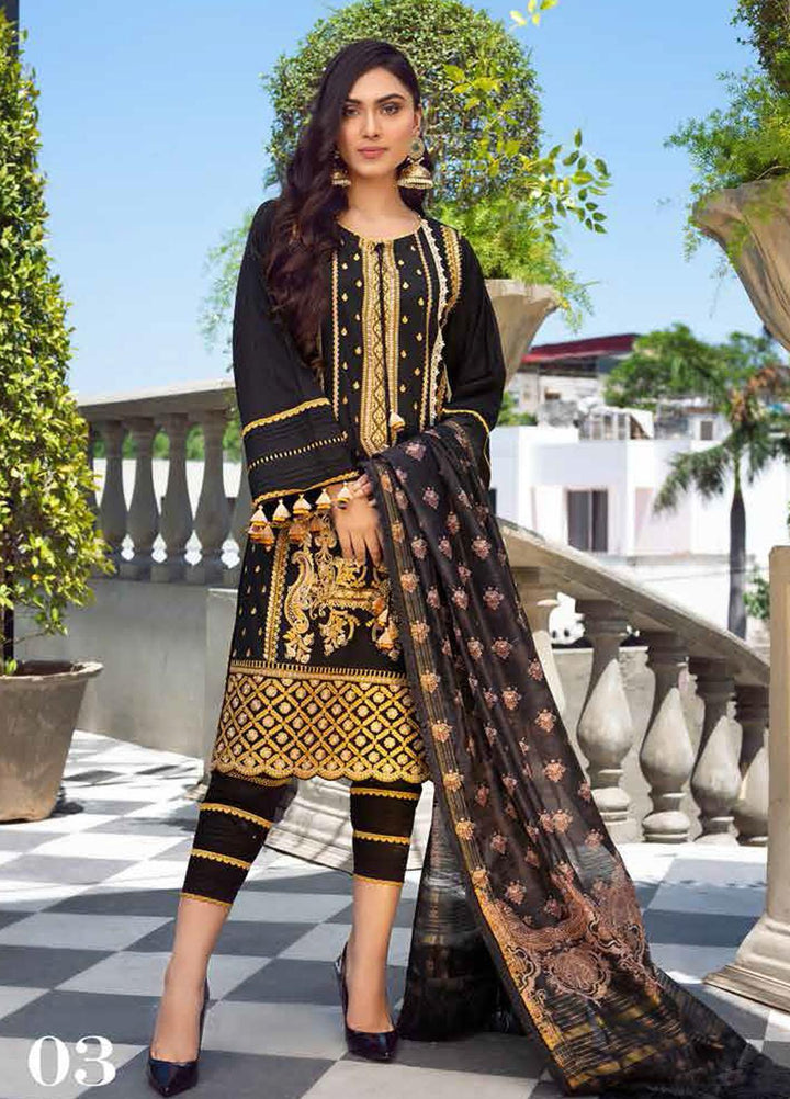 LYLA Embroidered Lawn Suits Unstitched 3 Piece LA21L D-03 - Luxury Collection