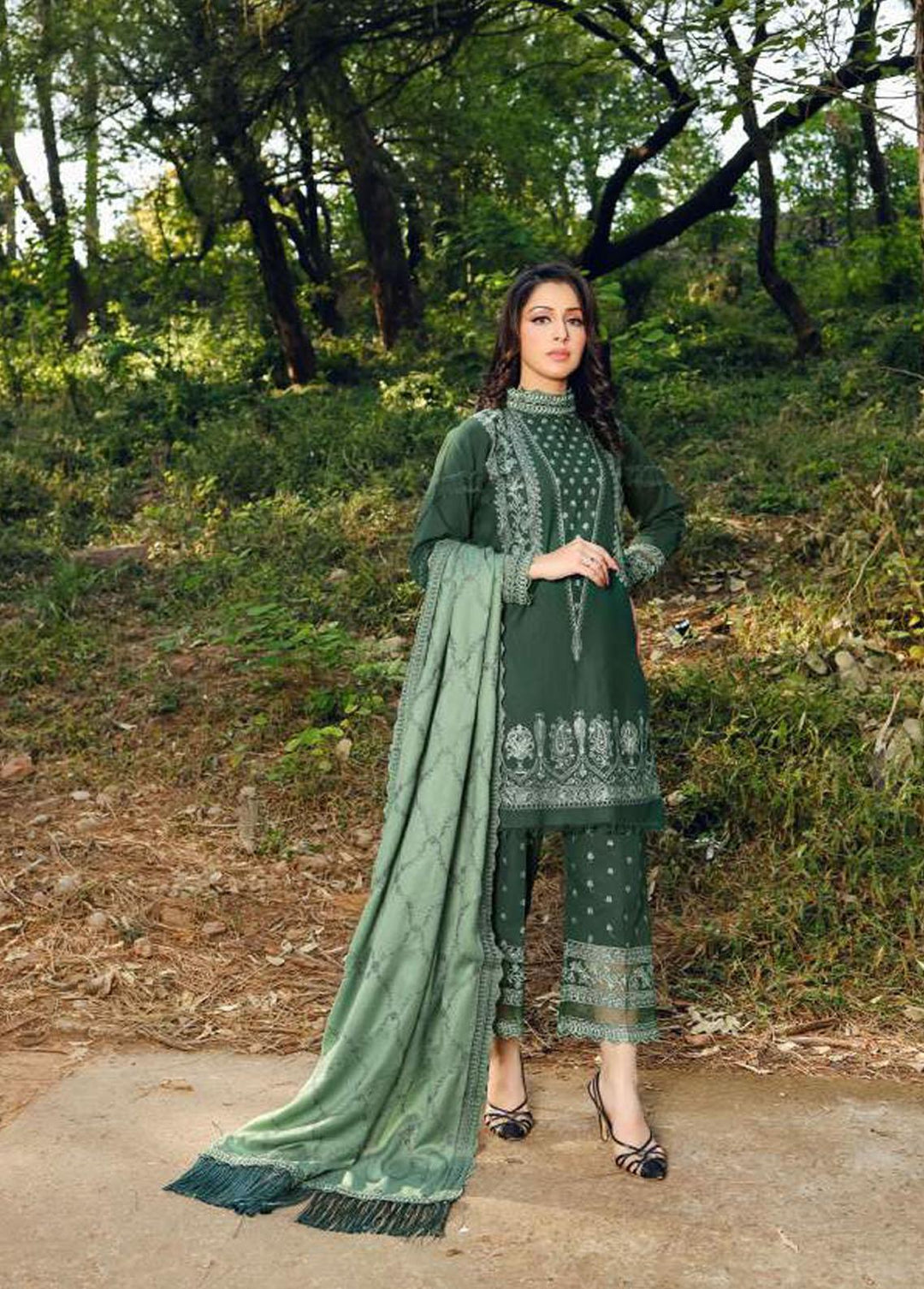 Lyla Embroidered Suits Unstitched 3 Piece LY22W D-7 - Winter Collection