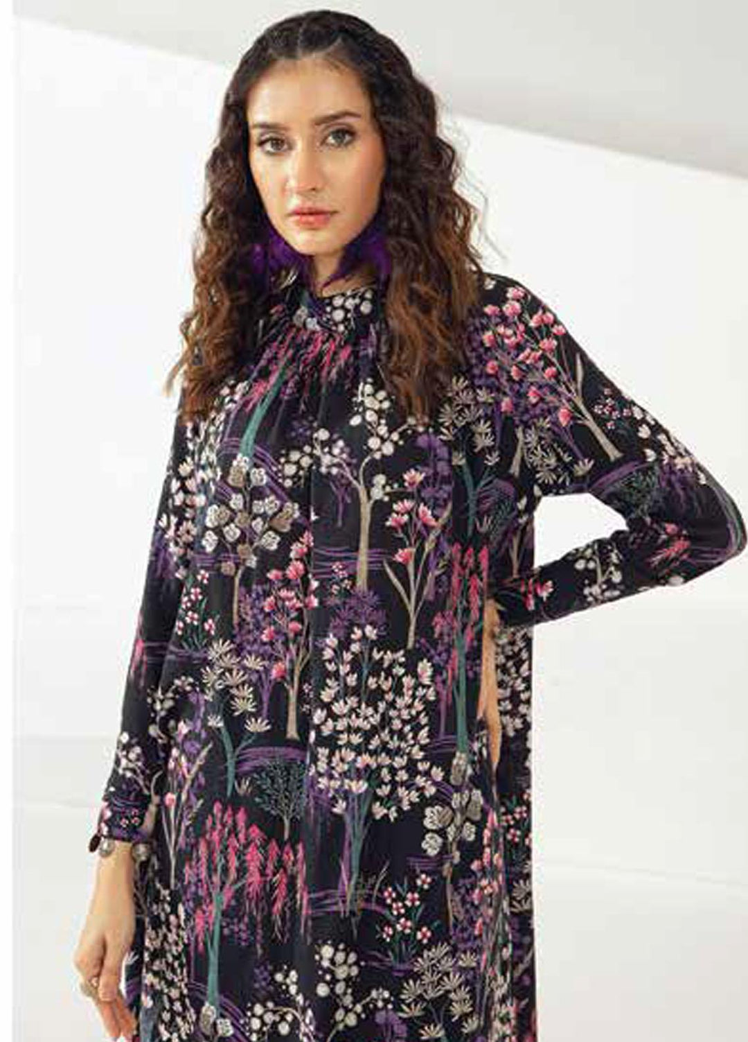 M Basics By Maria B Printed Khaddar  Unstitched Kurties MB23MBW 5B - Winter Collection